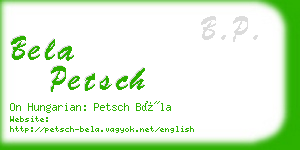 bela petsch business card